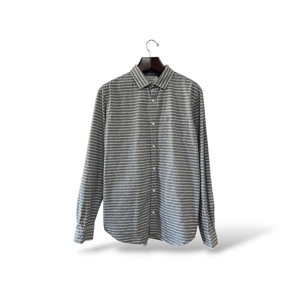 Penguin by Munsingwear Grey Striped Button-Up Shirt, XL